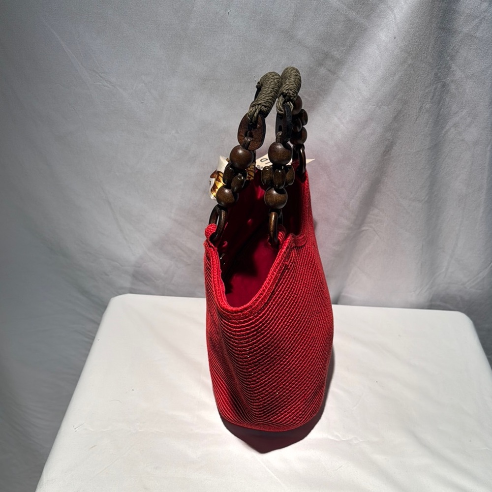 Magid Red Textured Tote with Chain Handles - Picture 3 of 11